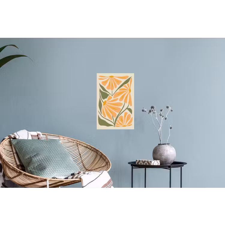 Blaadjes - Zachtoranje - Bloemen Muursticker klein -plant