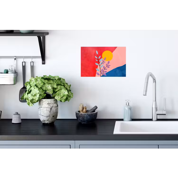 Bladeren - Zon - Abstracte vormen Muursticker klein -keuken