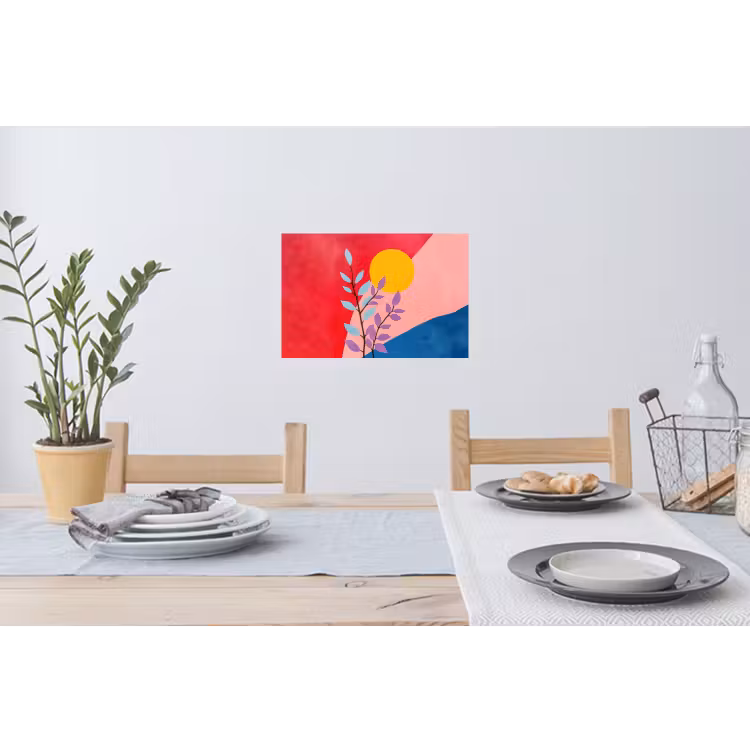 Bladeren - Zon - Abstracte vormen Muursticker klein -eettafel