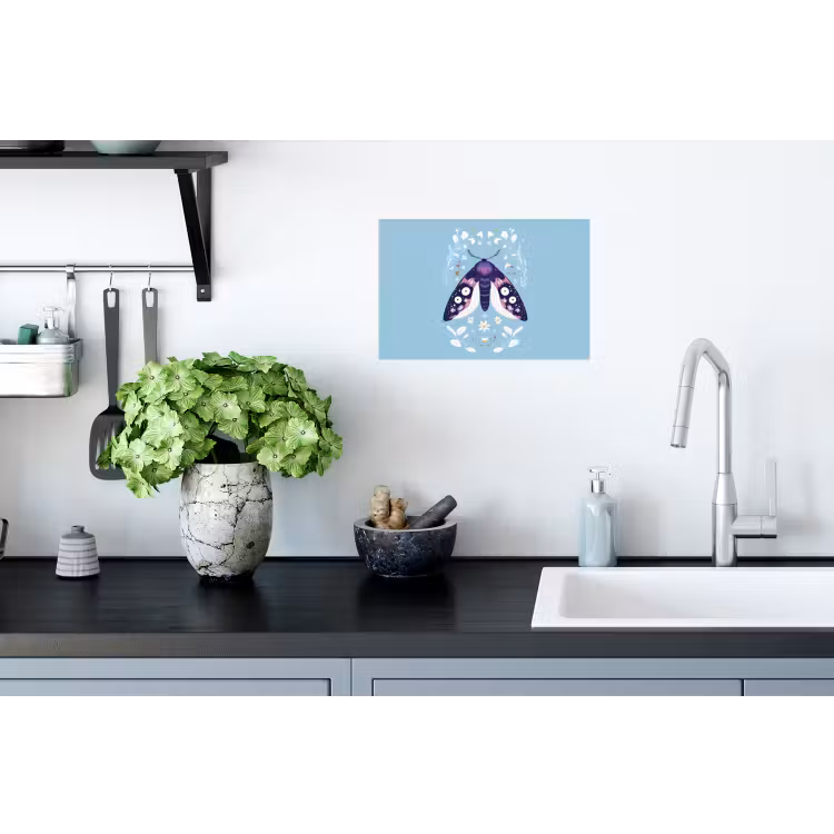 Bladeren - Wit - Vlinder - Insect Muursticker klein -keuken
