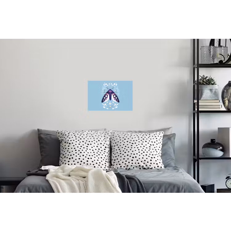 Bladeren - Wit - Vlinder - Insect Muursticker klein -slaapkamer