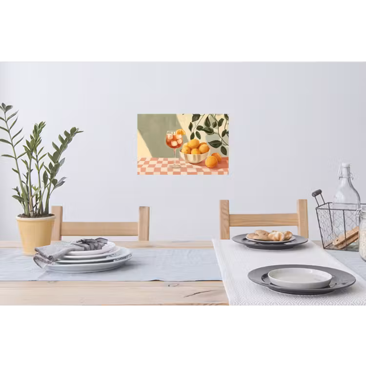 Citroenen - Glas - Tafelkleed - Geblokt Muursticker klein -eettafel