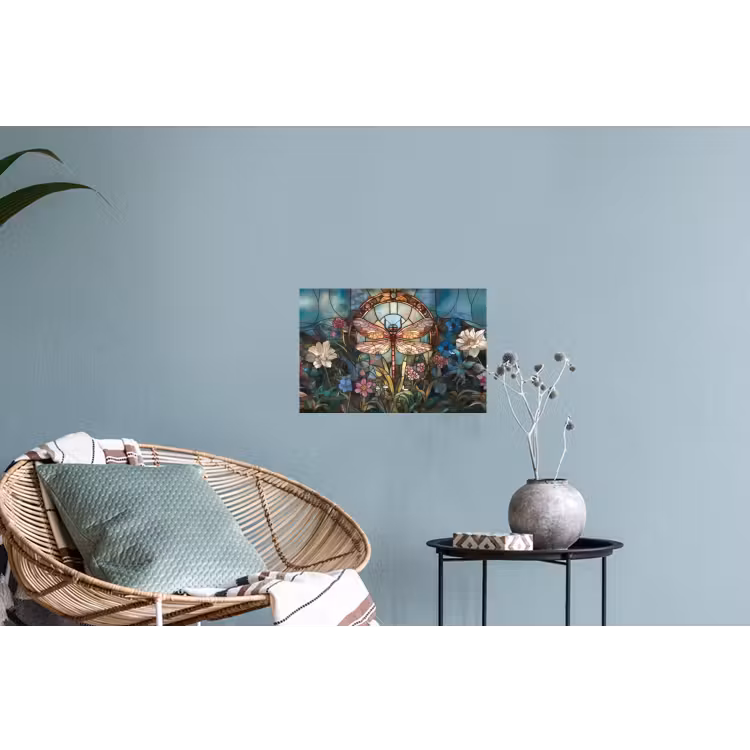 Libelle - Mozaïek - Bloemen - Kleurrijk Muursticker klein -plant