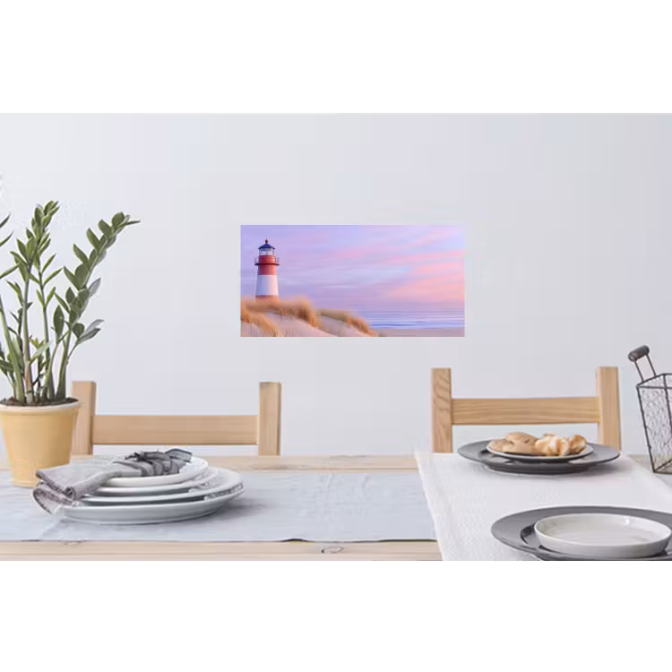 Vuurtoren - Duinen - Zonsondergang Muursticker klein -eettafel
