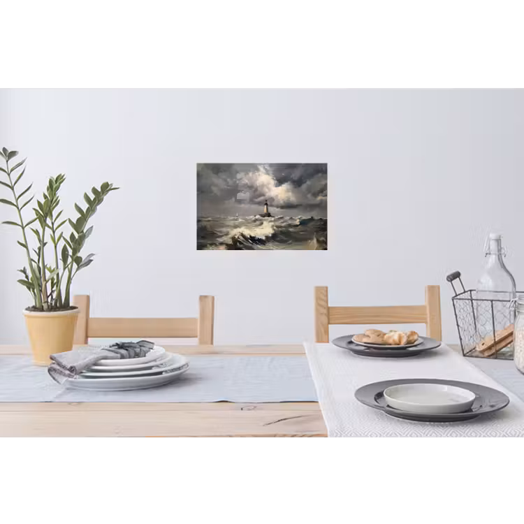 Vuurtoren - Golven - Storm Muursticker klein -eettafel