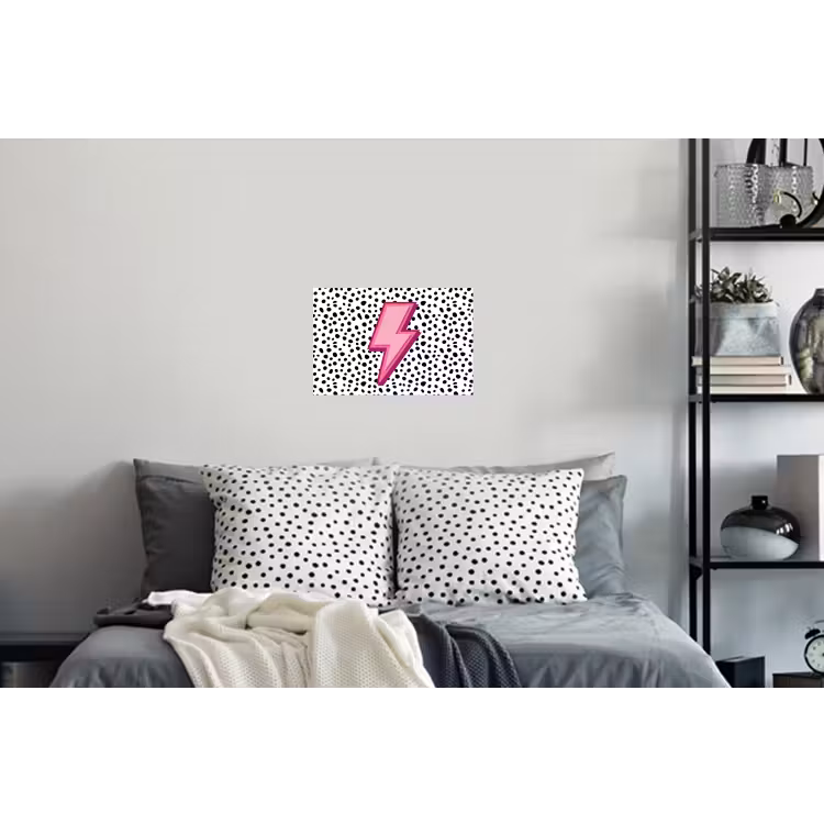 Bliksem - Roze - Stippen Muursticker klein -slaapkamer