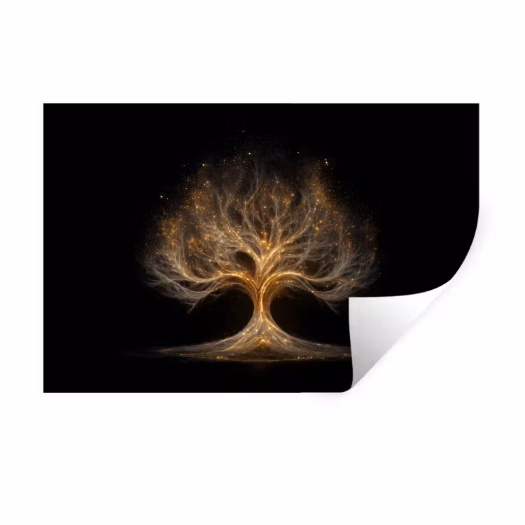 Lichtjes - Boom - Abstract - Zwart Muursticker klein -3d
