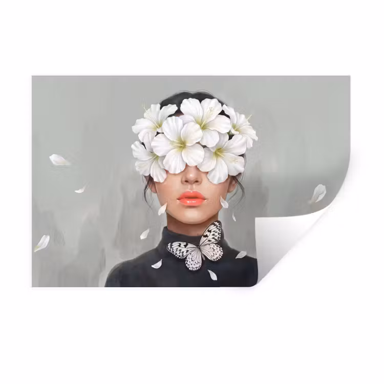 Lelies - Portret - Wit Muursticker klein -3d