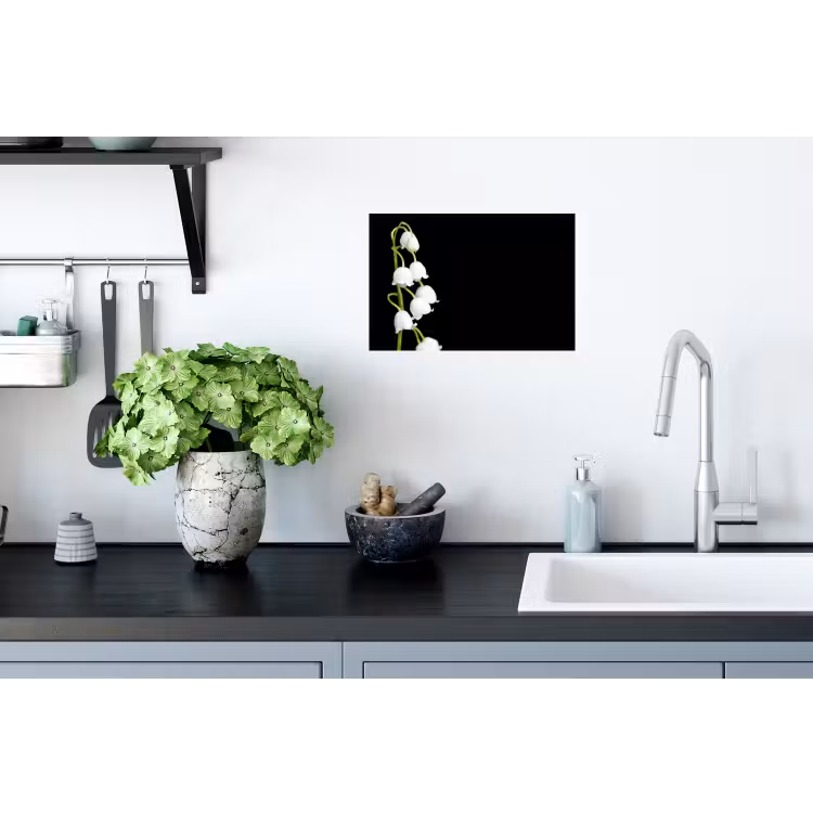 Lelietjes van dalen - Bloemen - Zwart - Flora Muursticker klein -keuken