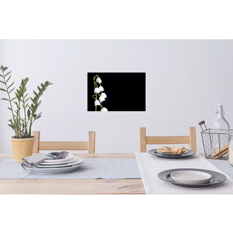 Lelietjes van dalen - Bloemen - Zwart - Flora Muursticker klein -eettafel