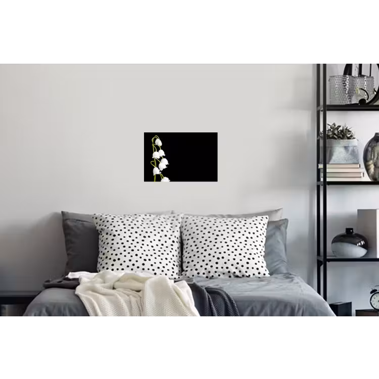 Lelietjes van dalen - Bloemen - Zwart - Flora Muursticker klein -slaapkamer