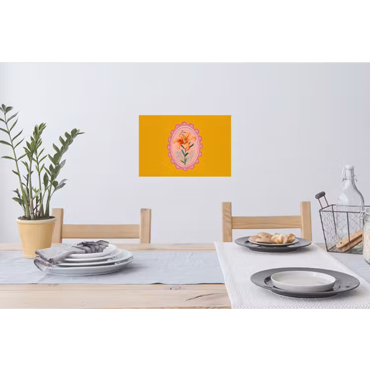Lelie - Oranje - Lijst - Ovaal Muursticker klein -eettafel