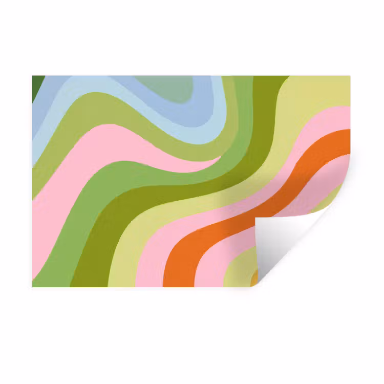 Lijnen - Pasteltinten - Golvend Muursticker klein -3d