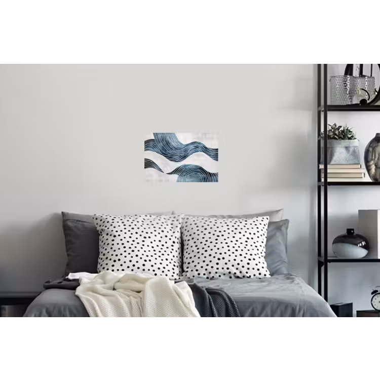 Lijnen - Golven - Abstract - Blauw Muursticker klein -slaapkamer