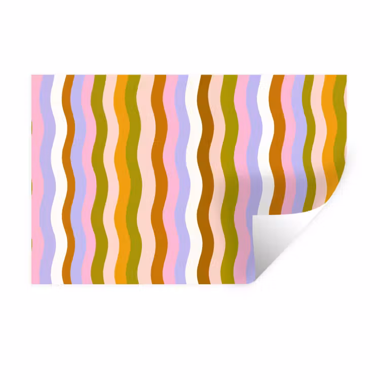 lijnen - Golven - Pastelkleuren - Patroon Muursticker klein -3d