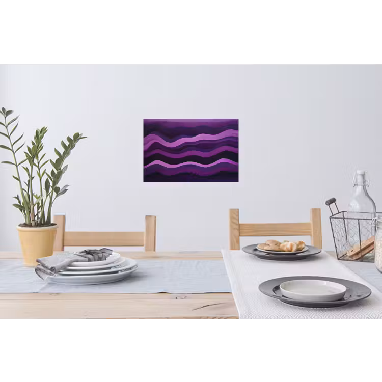 Lijnen - Golven - Paars - Abstract Muursticker klein -eettafel