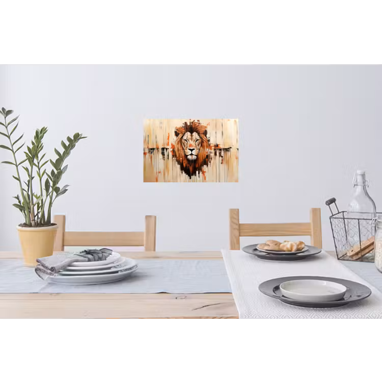 Leeuwenkop - Lijnen - Crème Muursticker klein -eettafel