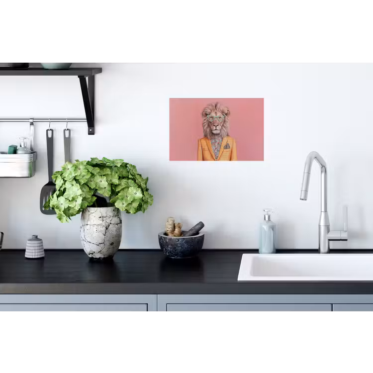 Leeuw - Pak - Geruit - Bril Muursticker klein -keuken