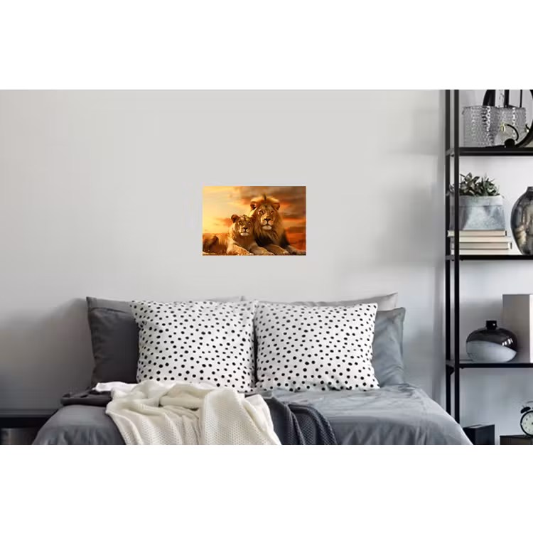 Leeuwen - Zonsondergang - Afrika - Savanne - Dieren Muursticker klein -slaapkamer
