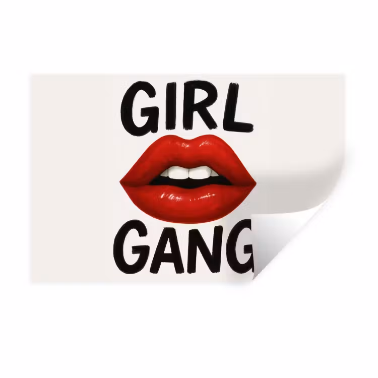 Lip - Girl - Rood - Letters Muursticker klein -3d