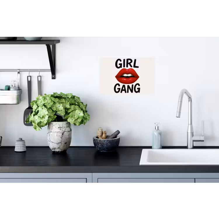 Lip - Girl - Rood - Letters Muursticker klein -keuken