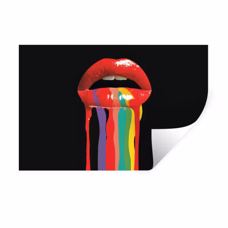 Lippen - Kleuren - Zwart Muursticker klein -3d
