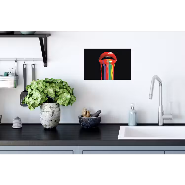 Lippen - Kleuren - Zwart Muursticker klein -keuken
