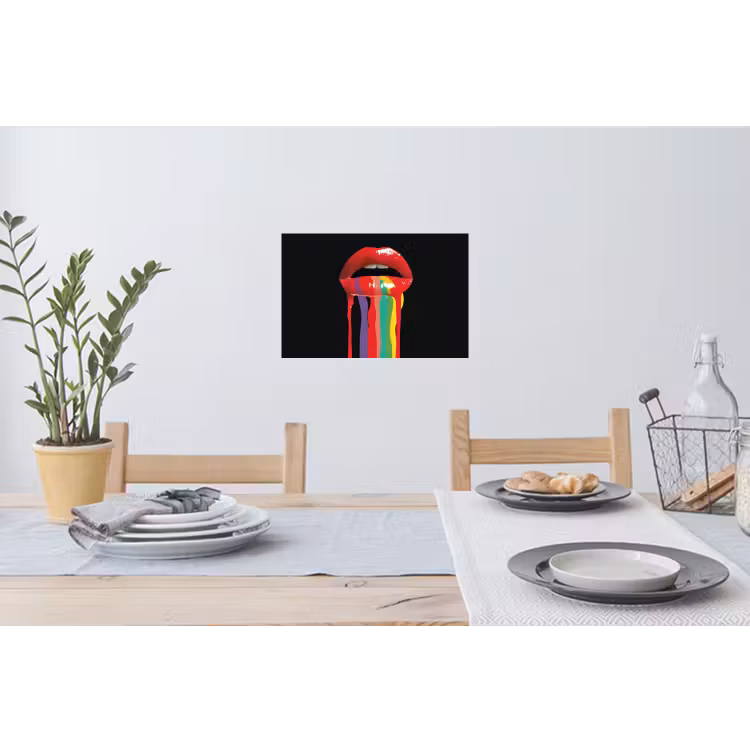 Lippen - Kleuren - Zwart Muursticker klein -eettafel