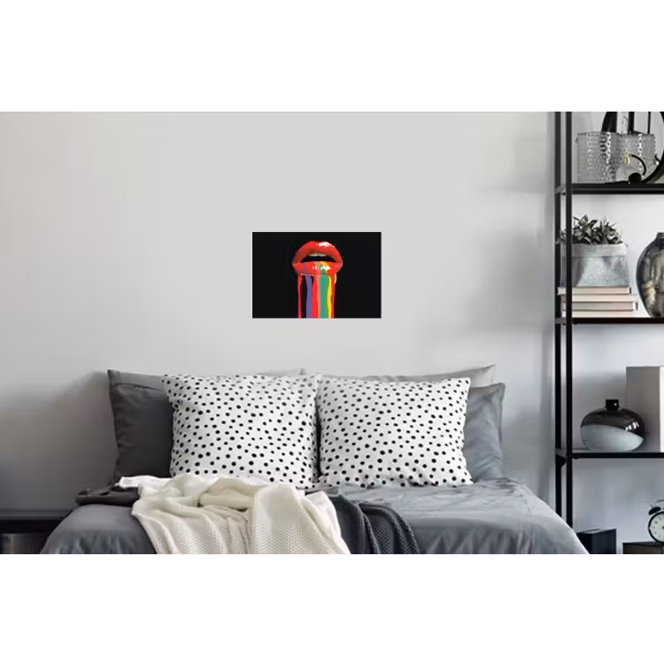 Lippen - Kleuren - Zwart Muursticker klein -slaapkamer