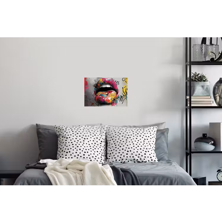 Lippen - Graffiti - Expressief Muursticker klein -slaapkamer