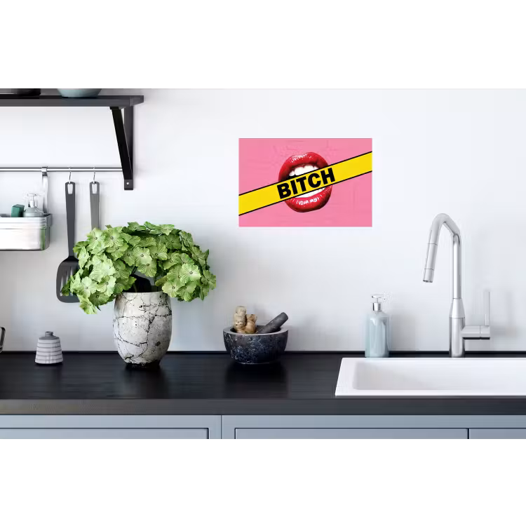 Lippen - Tekst - Kleurrijk Muursticker klein -keuken