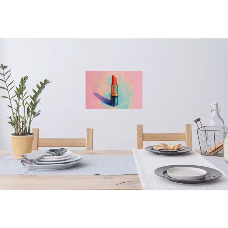 Lippenstift - Rood - Penseelstreken Muursticker klein -eettafel