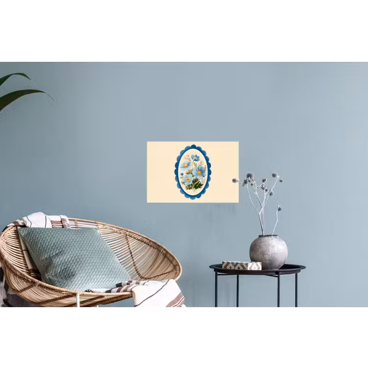 Lijst - Bloemen - Lichtblauw - Illustratie Muursticker klein -plant