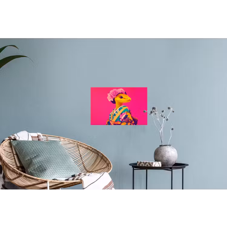 Hagedis - Bloemen - Roze - Kimono Muursticker klein -plant