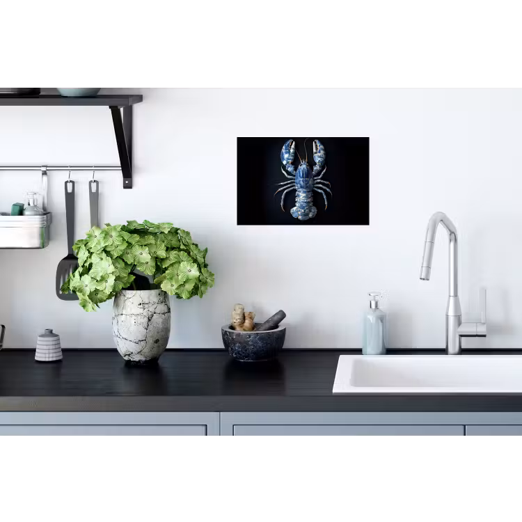 Kreeft - Delftsblauw - Schild - Stoer Muursticker klein -keuken