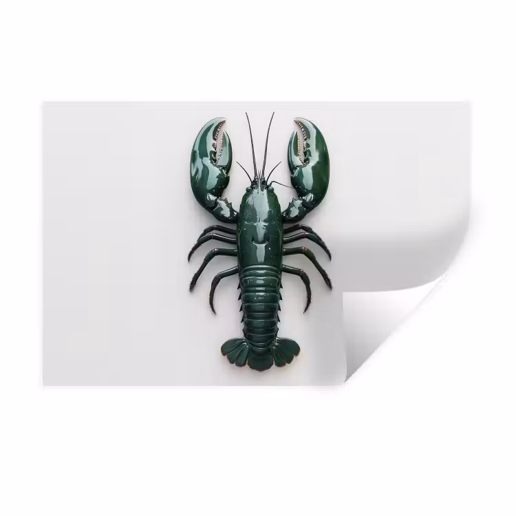 Kreeft - Glossier - Groen - Wit Muursticker klein -3d