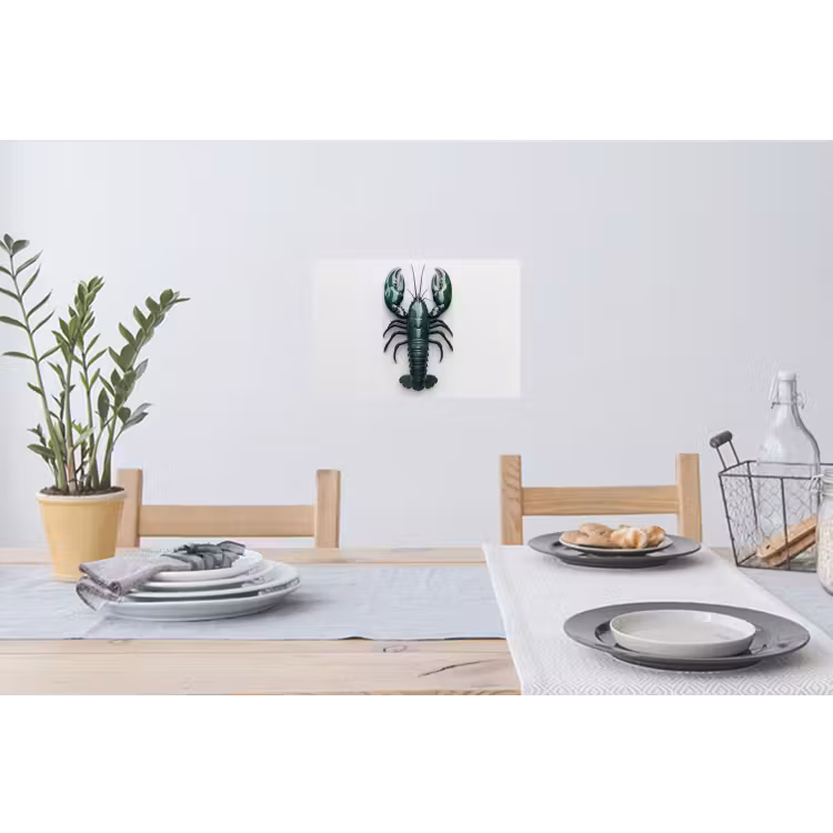 Kreeft - Glossier - Groen - Wit Muursticker klein -eettafel