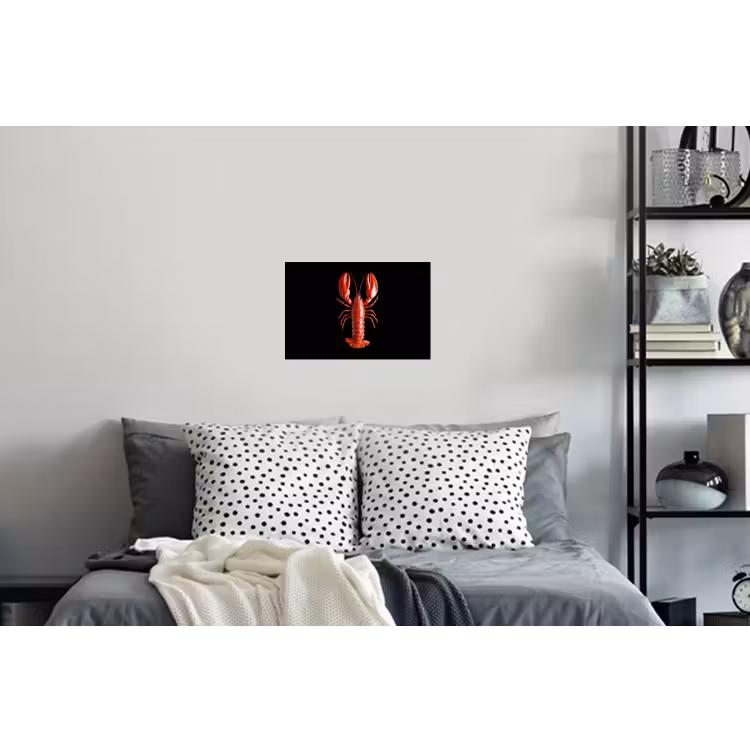 Kreeft - Glossier Rood - Zwart Muursticker klein -slaapkamer