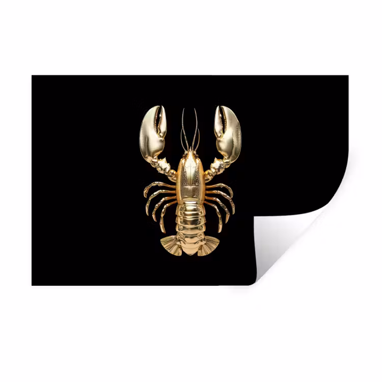 Kreeft - Goud - Textuur - Zwart Muursticker klein -3d