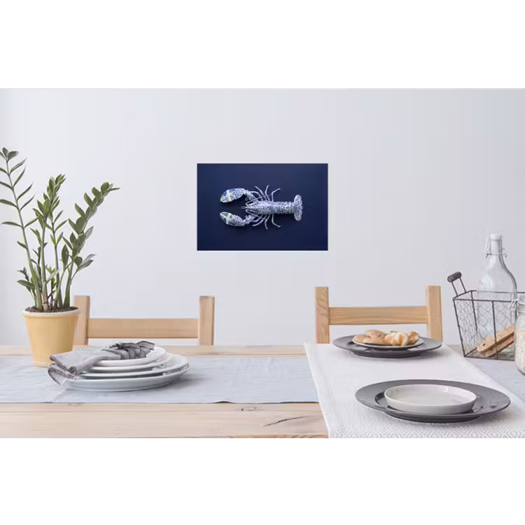 Kreeft - Porselein - Delfts - Blauw Muursticker klein -eettafel