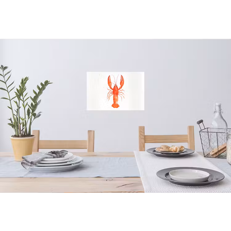 Kreeft - Waterverf - Aquarel - Oranje Muursticker klein -eettafel