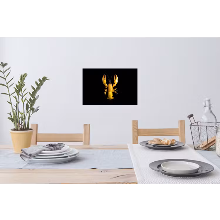 Kreeft - Geel - Stippen - Effen Muursticker klein -eettafel