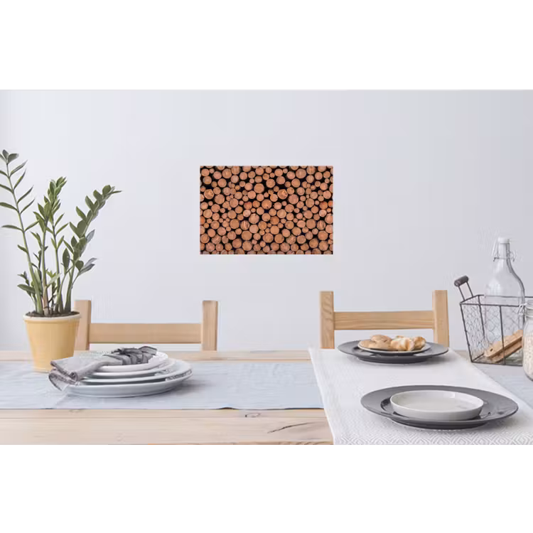 Houtblokken - Textuur - Patroon - Bruin - Rustiek Muursticker klein -eettafel