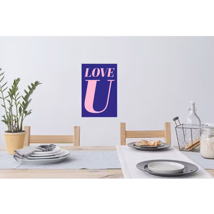 Love - Blauw - Valentijn Muursticker klein -eettafel