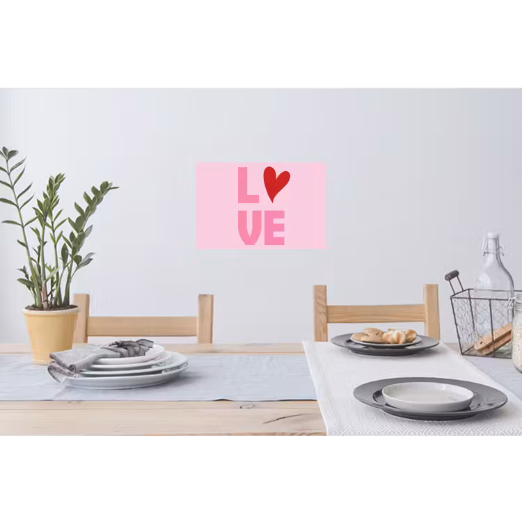 Love - Roze - Hart - Valentijn Muursticker klein -eettafel