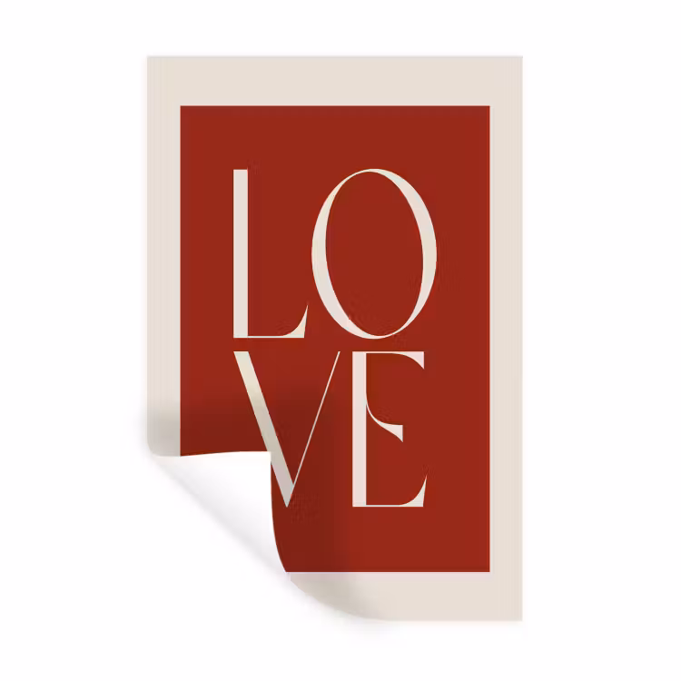 Love - Rood - Minimalistisch Muursticker klein -3d