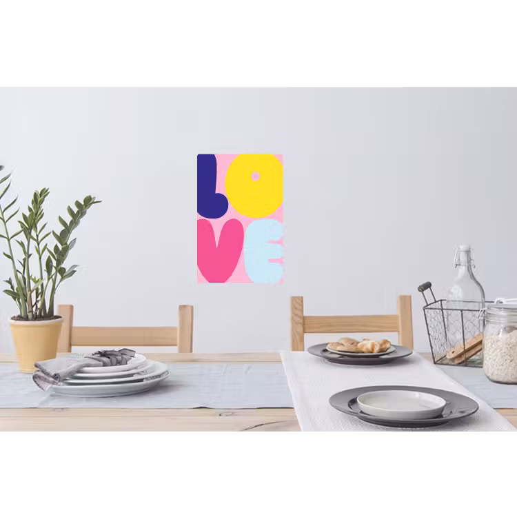 Love - Valentijn - Kleurrijk Muursticker klein -eettafel