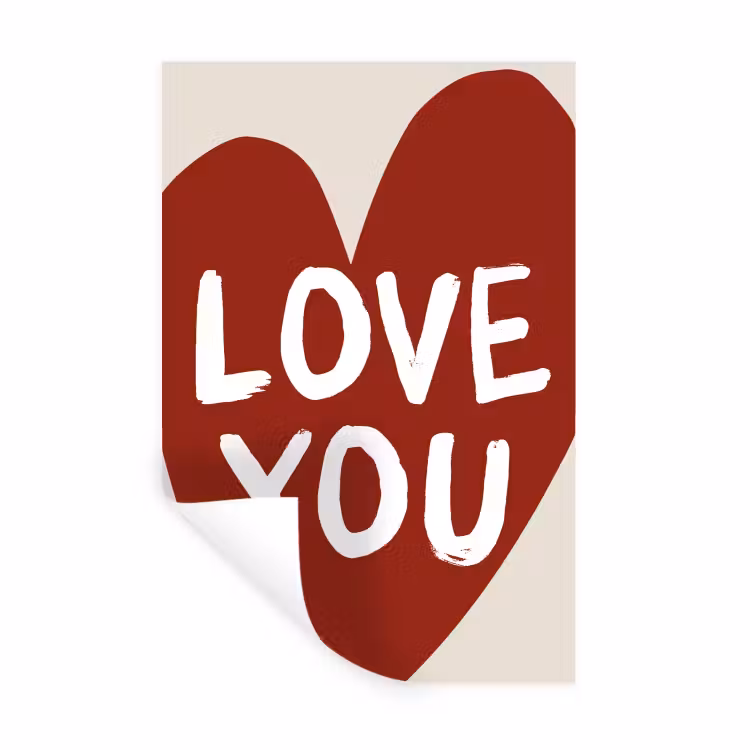 Loveyou - Hart - Rood Muursticker klein -3d