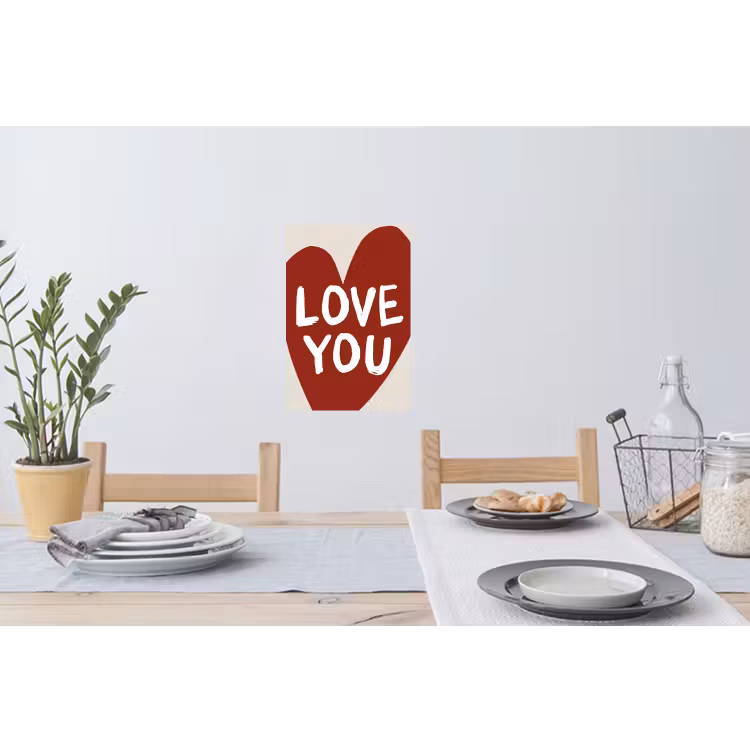 Loveyou - Hart - Rood Muursticker klein -eettafel