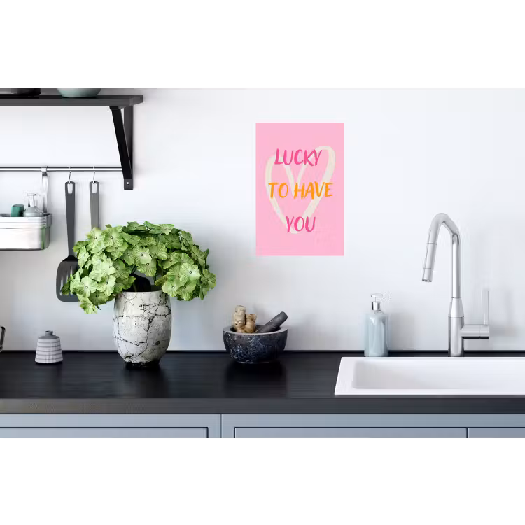 Lucky - Love - Valentijn - Roze Muursticker klein -keuken
